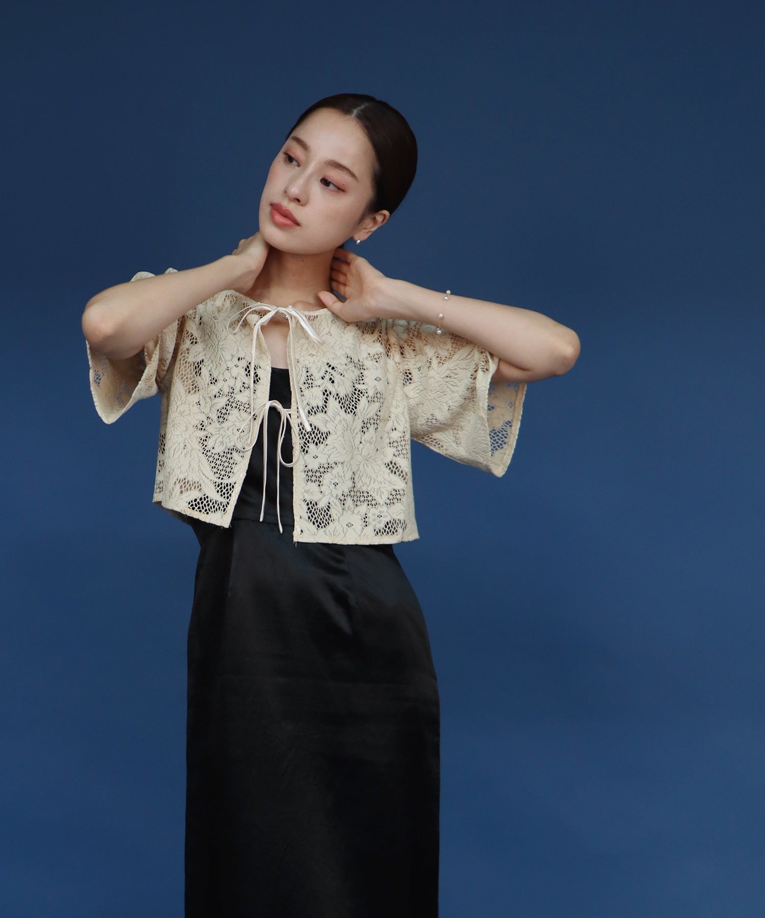 SALE】日本製 レースボレロ+キャミソールワンピースドレス – BLUE ONLINE