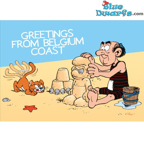 Postcard The Smurfs - Gargamel and Azrael on the beach (15 x 10,5 cm)