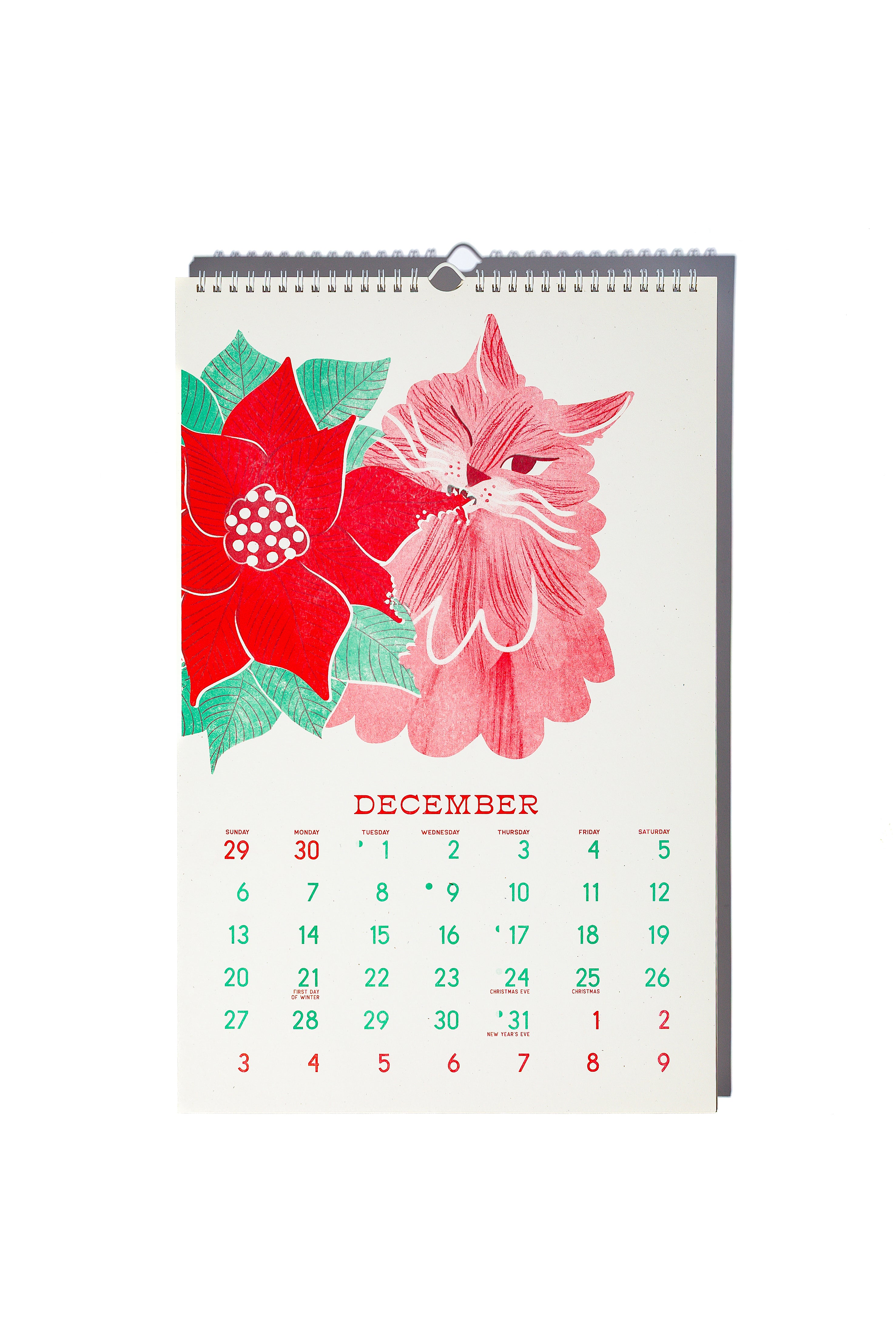 2026 Limited Edition Risograph Wall Cat Calendar - Butterfly Days