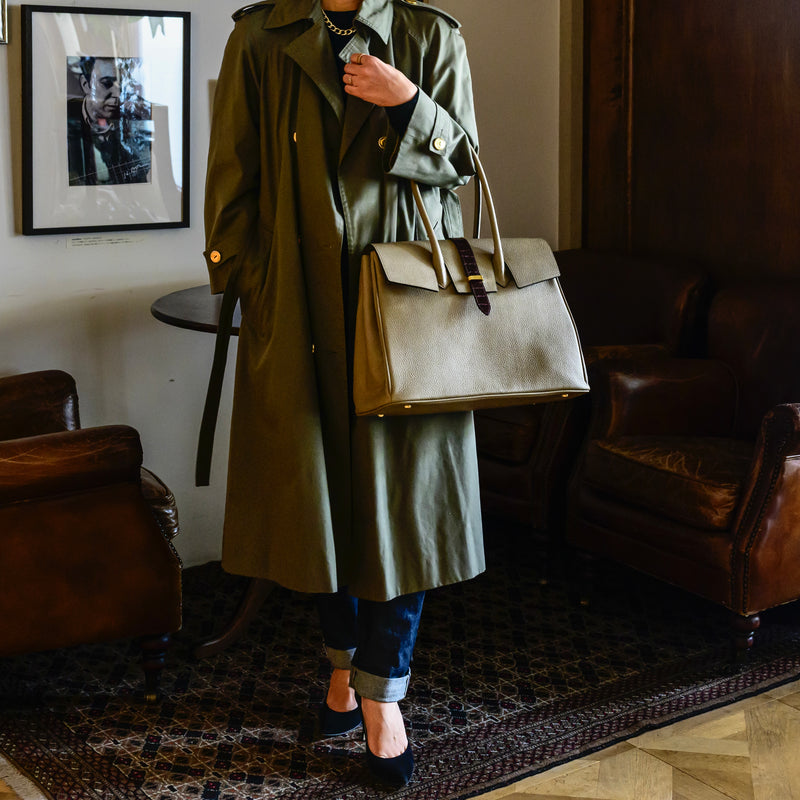 シュリンクレザー×クロコパターンレザー]ヴォヤージュLバッグcolor