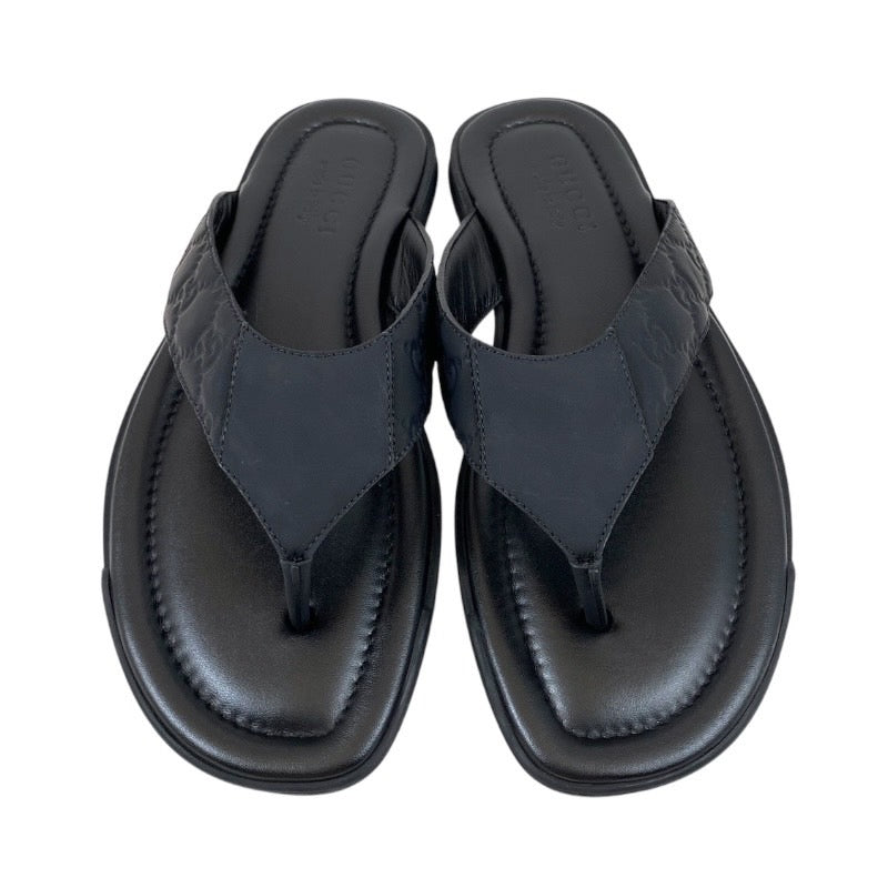 GUCCI】グッチ 353765 サンダル レザー メンズ 黒 27.5cm ブラック