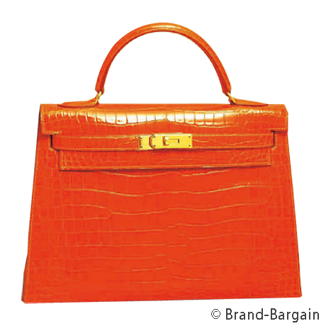 HERMES(エルメス)/ケリー32（外縫い）/クロコ・ポロサス×オレンジの