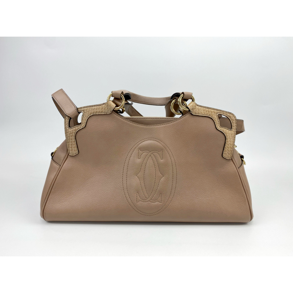 カルティエ マルチェロ 2wayハンドバッグ ベージュ パイソン×レザー