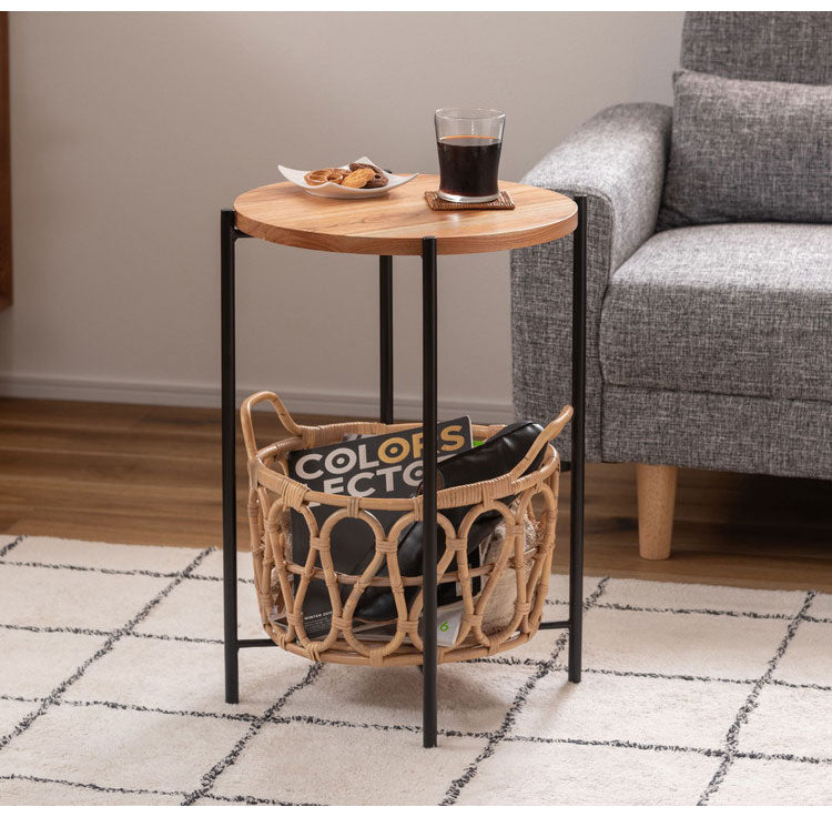バスケット付きサイドテーブル テーブル バスケット付き 収納 机