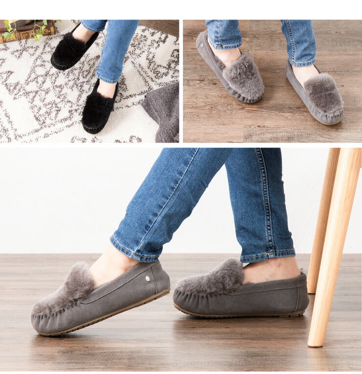 emu エミュ モカシン レディース シープスキン ケアンズリバースファー