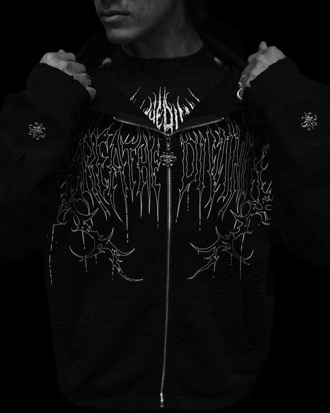 Mens Tarnished Zip-up Hoodie [ECLIPSE] – Breathedivinity