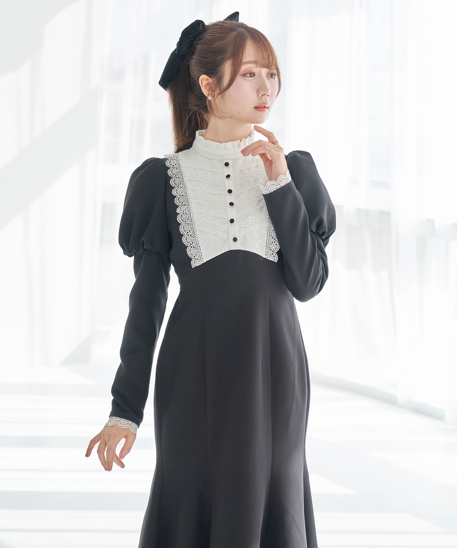 lace maid style dress【black】 – BUNNY APARTMENT