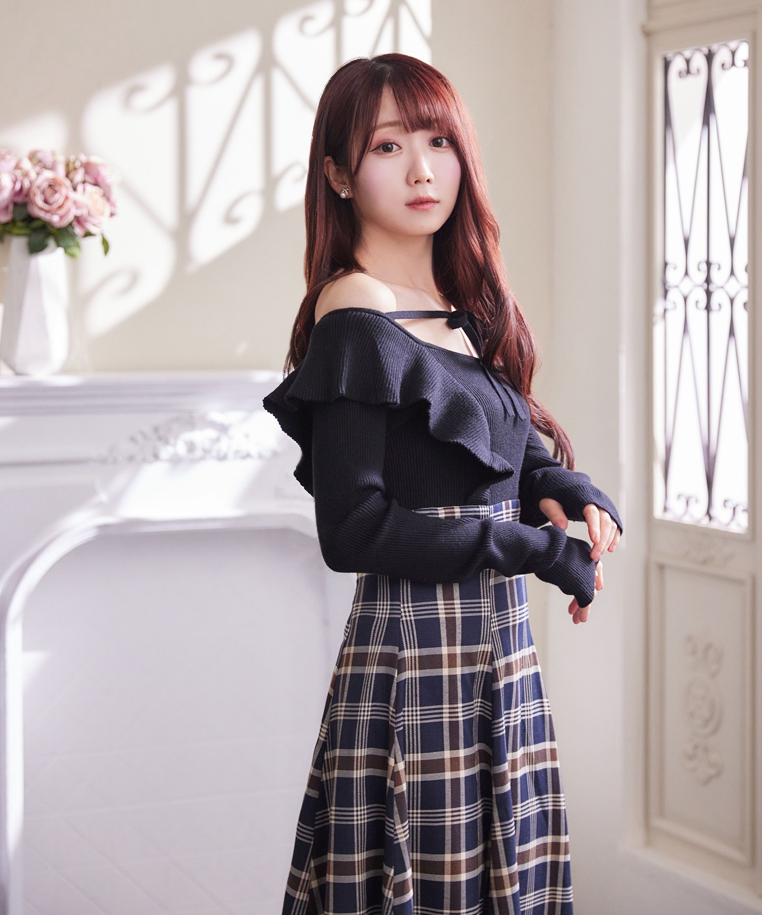 checkered×knit docking one piece – BUNNY APARTMENT