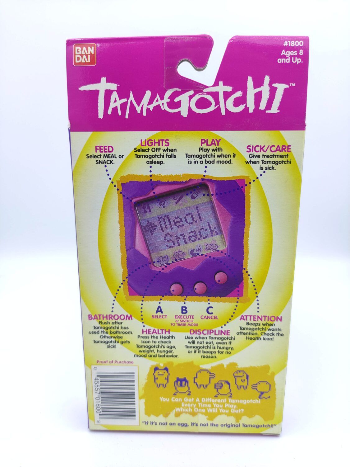 Tamagotchi Original P1/P2 orange w/ yellow Bandai 1997 English