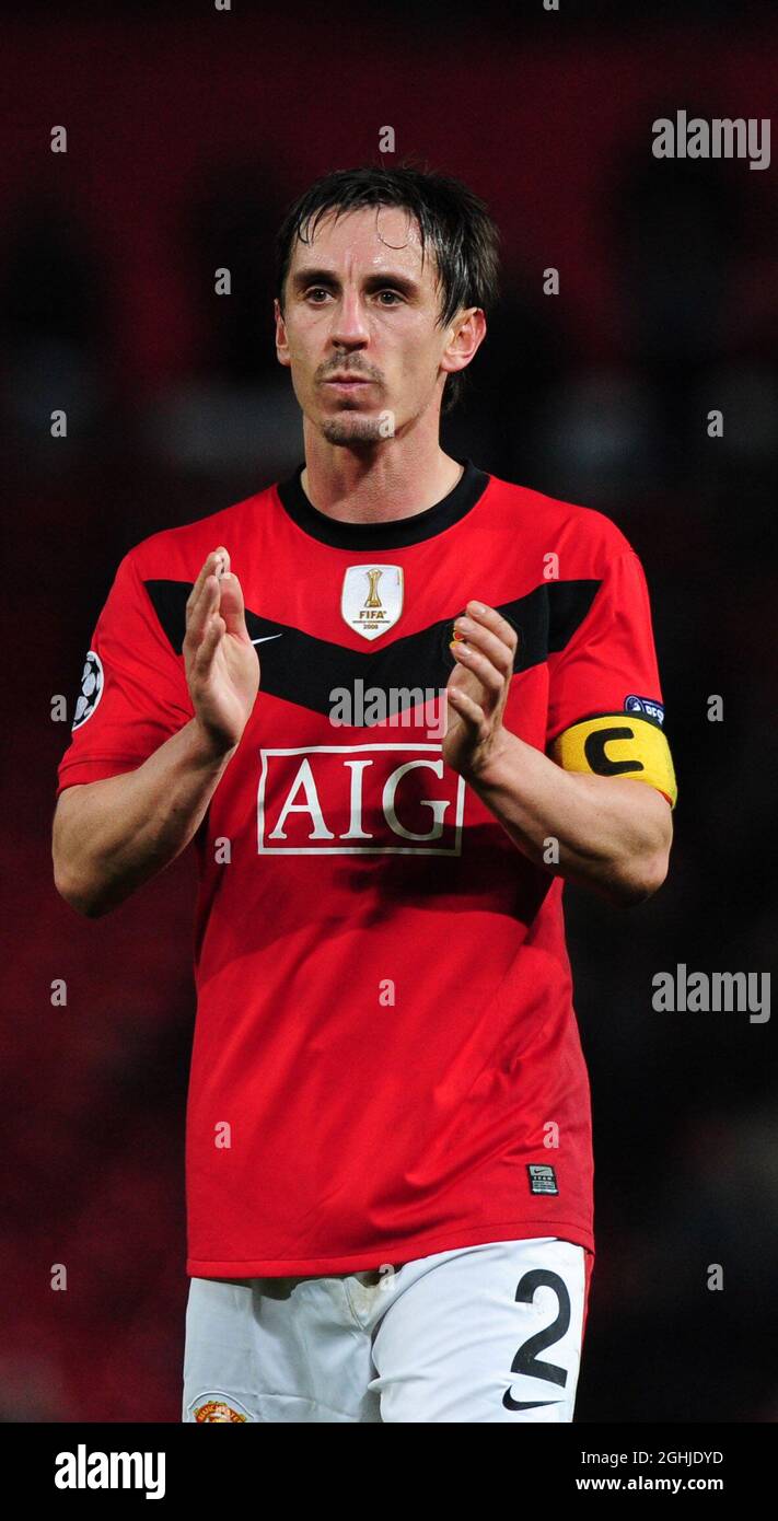 Gary Neville of Manchester United during the UEFA Champions League