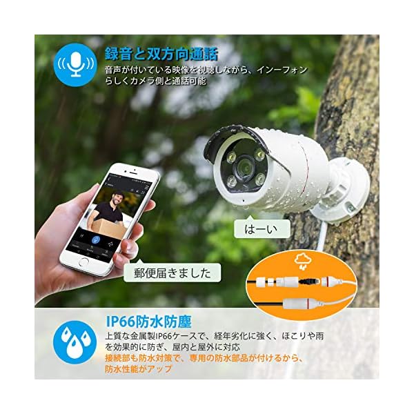 ヤマダモール | 【500万画素・双方向通話】 YESKAMO 防犯カメラ 屋外