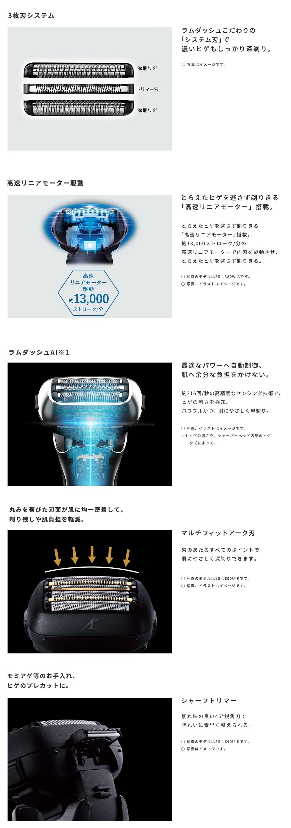 パナソニック ES-L320W-K ラムダッシュ メンズシェーバー3枚刃 高速