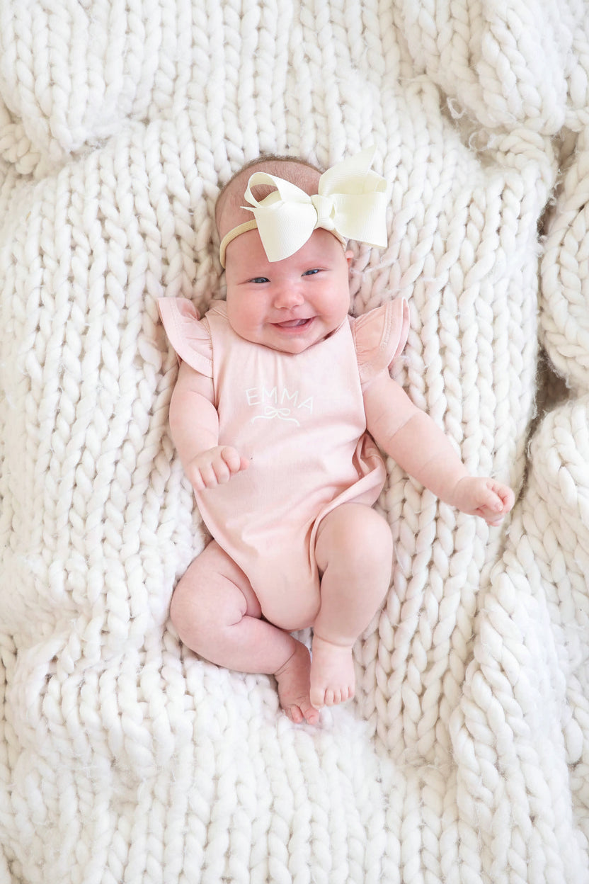 Personalized Short Sleeve Bubble Romper in Sweeet & Sassy Colors