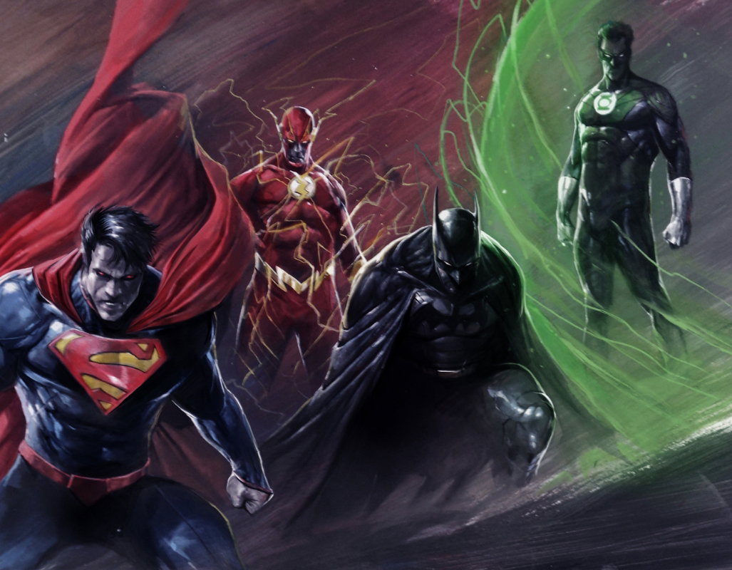 Superman, Flash, Green Lantern and Batman, in Abraham Madampil's