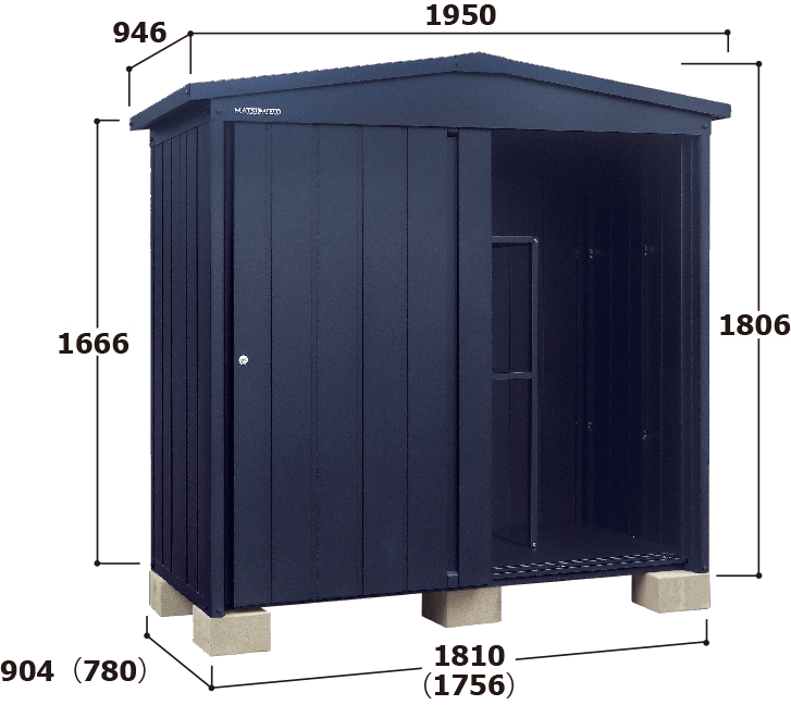 NT NT-189DN 幅195cm×奥行94.6cmサイズ|マツモト物置の物置・倉庫