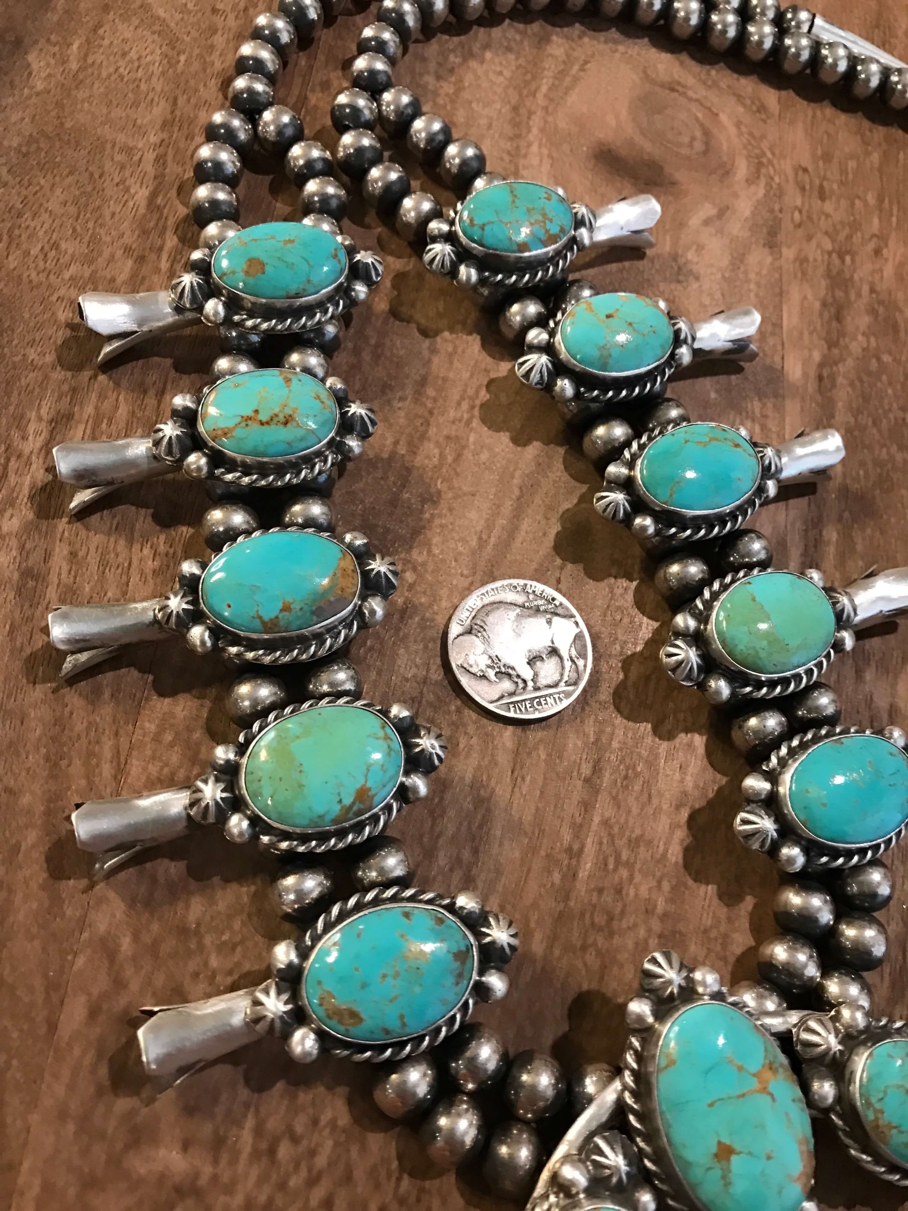 Navajo Handmade Squash Blossom Necklace Set | Calli Co Silver