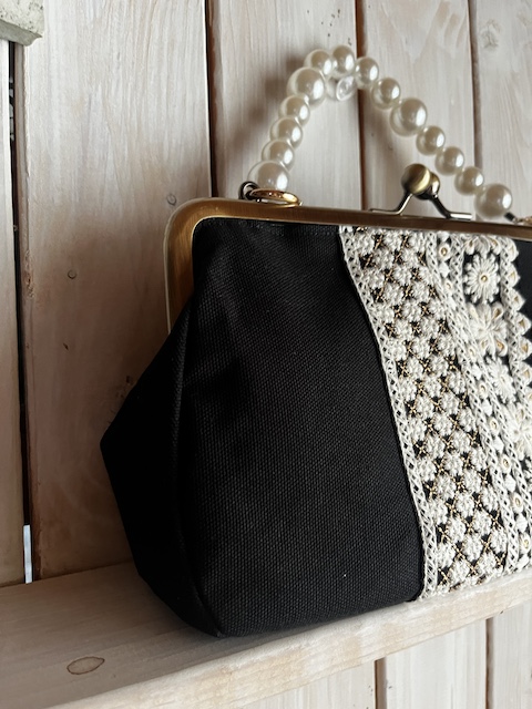 パール手さげ・インド刺繍がま口バッグ | G3sewing