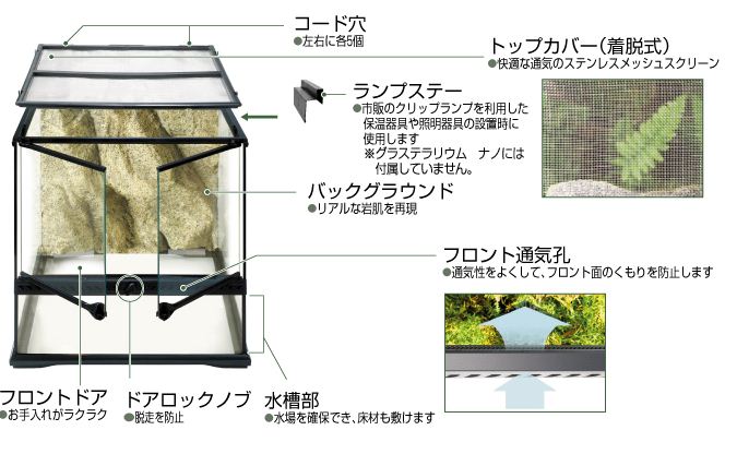 グラステラリウム ナノキューブ 〔ｴｷｿﾞﾃﾗ〕 | 爬虫類倶楽部