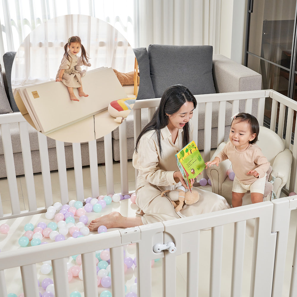 セット]ニューパーフェクトベビーサークル+シームレス抗菌折りたたみ5