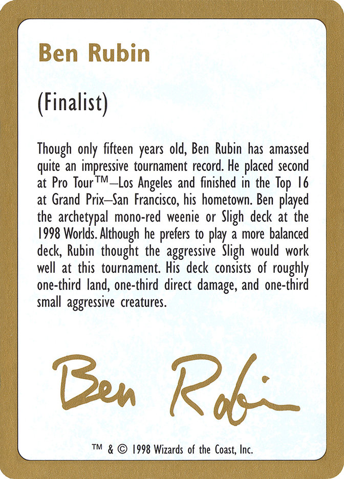 Ben Rubin Bio · World Championship Decks 1998 (WC98) #br0a