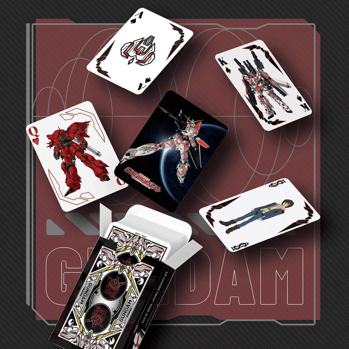 Bicycle Gundam Seed 00 UC Unicorn 4-decks collection in acrylic
