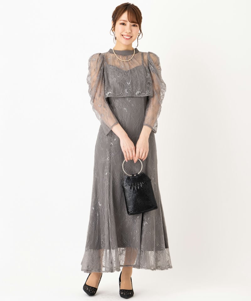 Dorry Doll ドリードール ボレロレイヤードレースドレス グレー系