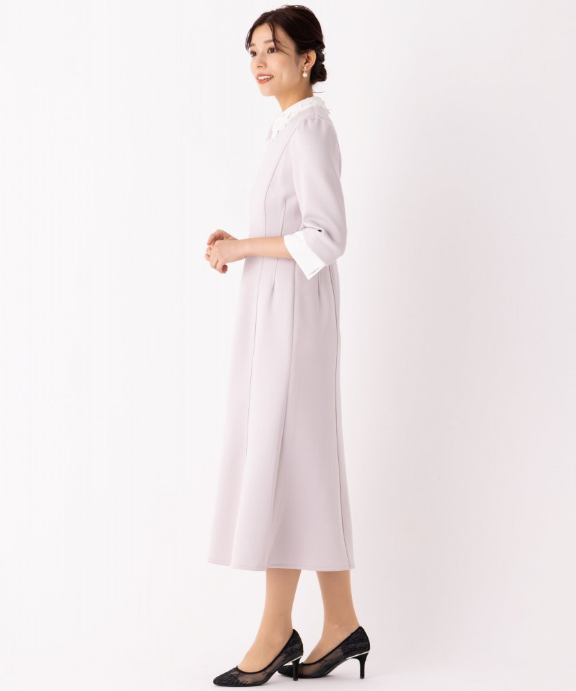 CELFORD セルフォード エンブロイダリーカラーポンチワンピース グレー