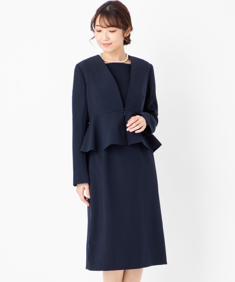 CELFORD 【プレミアムスーツ2点SET】ノーカラーペプラムジャケット