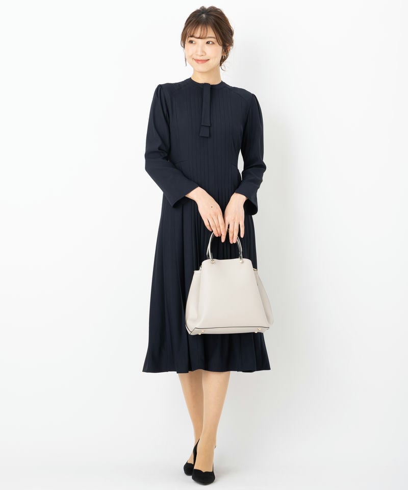 CELFORD セルフォード ボウタイプリーツワンピース ネイビー系 | 結婚