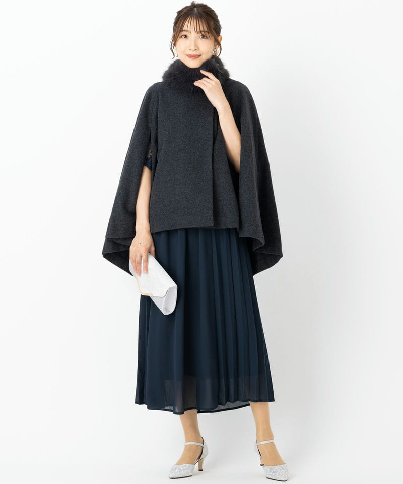 SNIDEL スナイデル ショートケープコート グレー系 | 結婚式パーティー