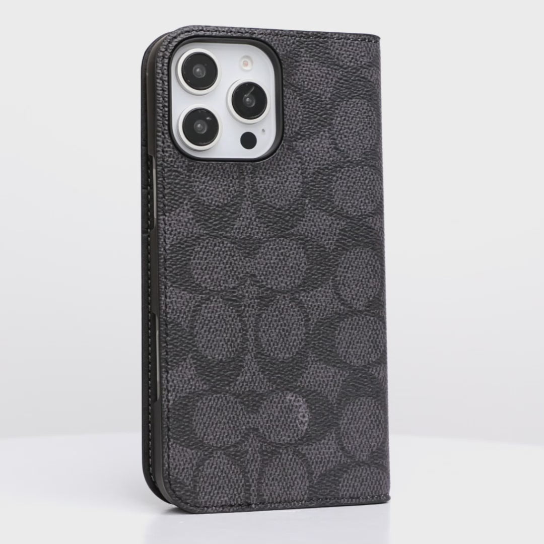 Coach Folio Signature Charcoal - iPhone 16 Pro