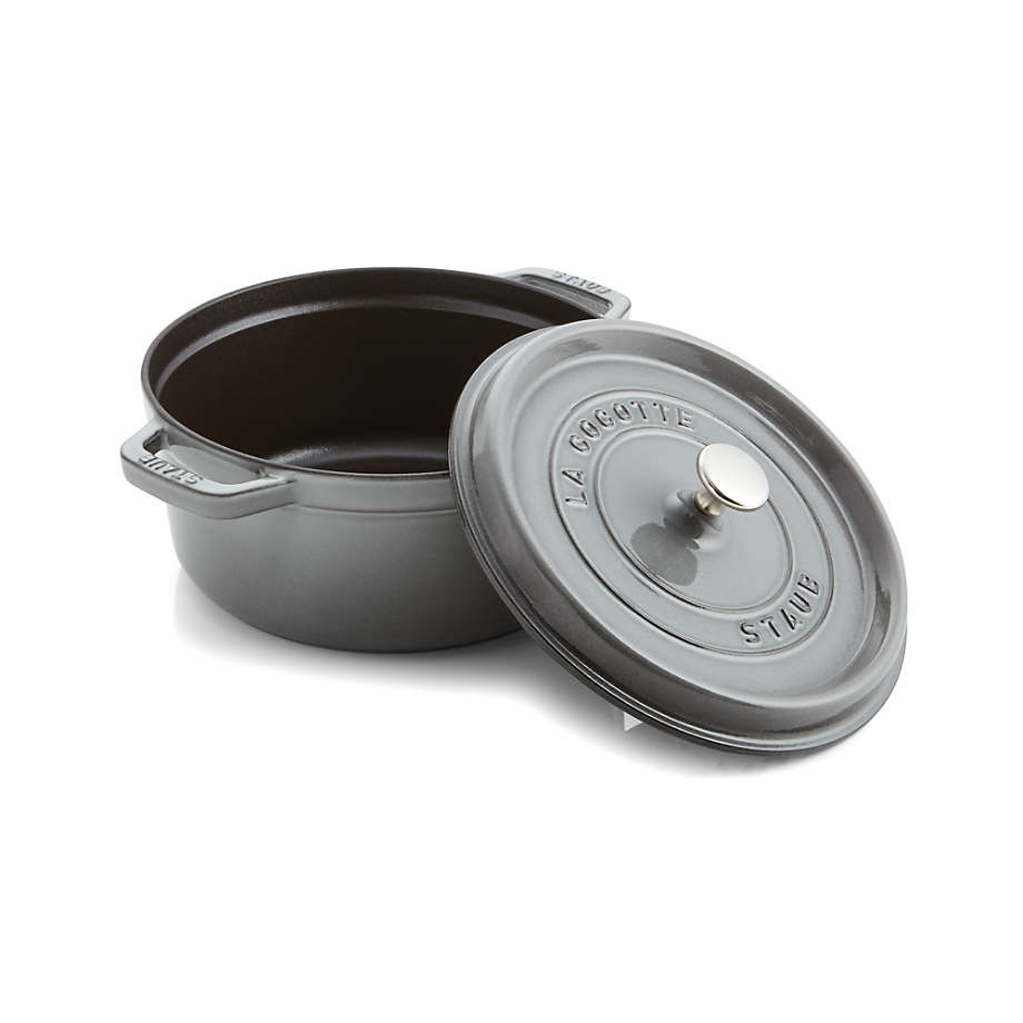 Staub 4-Qt Graphite Round Cocotte + Reviews | Crate & Barrel