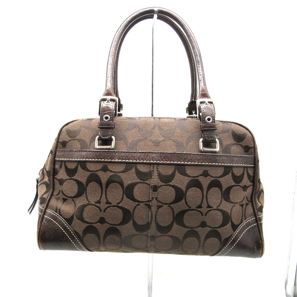 COACH コーチ ハンドバッグ シグネチャー ナイロン レザー ブラウン