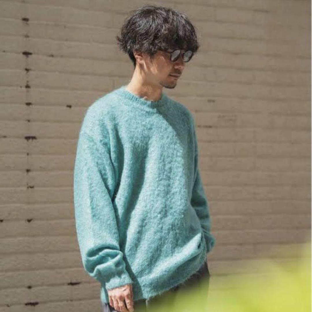 BRUSHED SUPER KID MOHAIR KNIT P/O 4 Blue AURALEE - yuki_merukariの