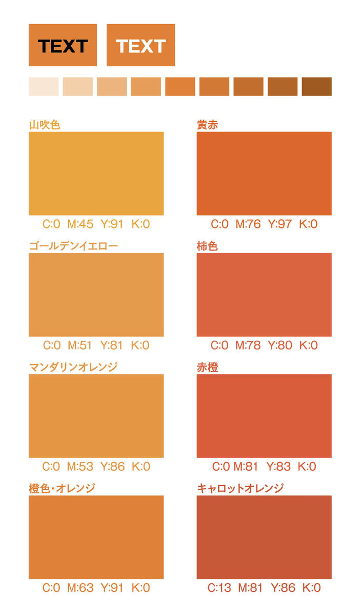 無料でダウンロード出来るカラーチャート 〜 「橙（オレンジ）」編