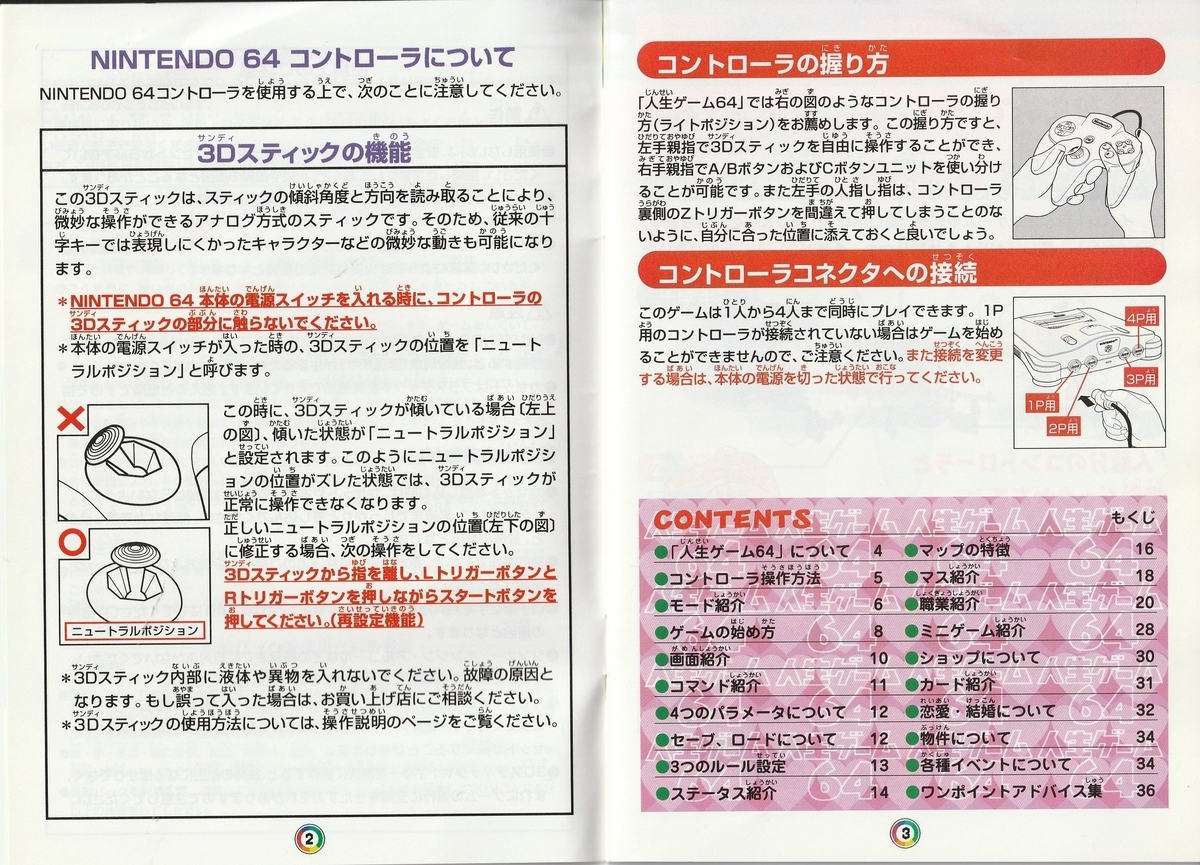人生ゲーム64』1999年／ニンテンドウ64 - レトロゲームの説明書保管庫