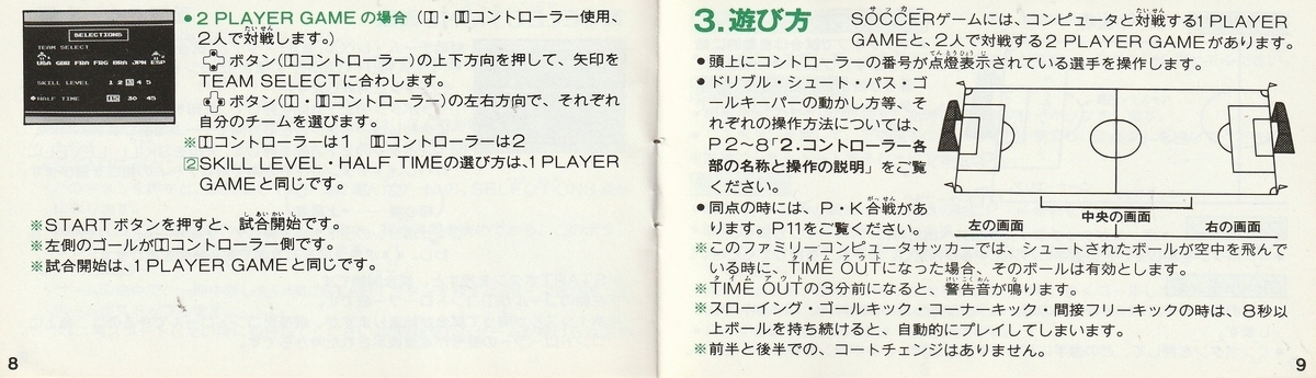 サッカー』1985年／ファミコン - レトロゲームの説明書保管庫
