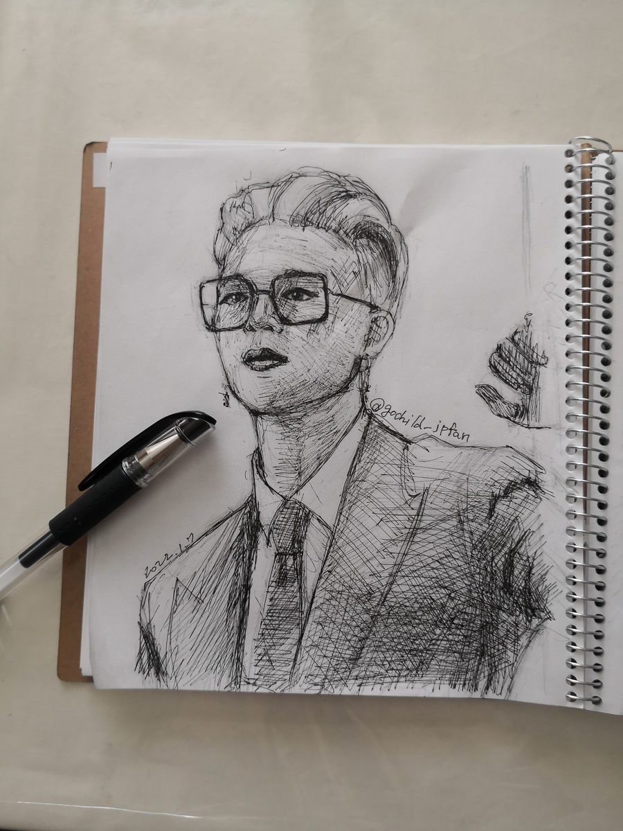 ボールペン画：BTSメンバーを描いてみるテスト（ジミン） - 桃蝶画房