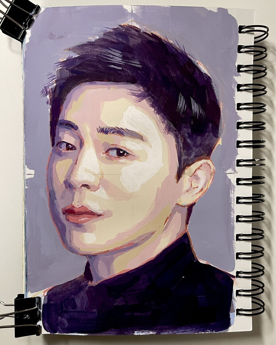 アクリル絵の具で人物画 7月3日 ターナー アクリルガッシュ - 桃蝶画房