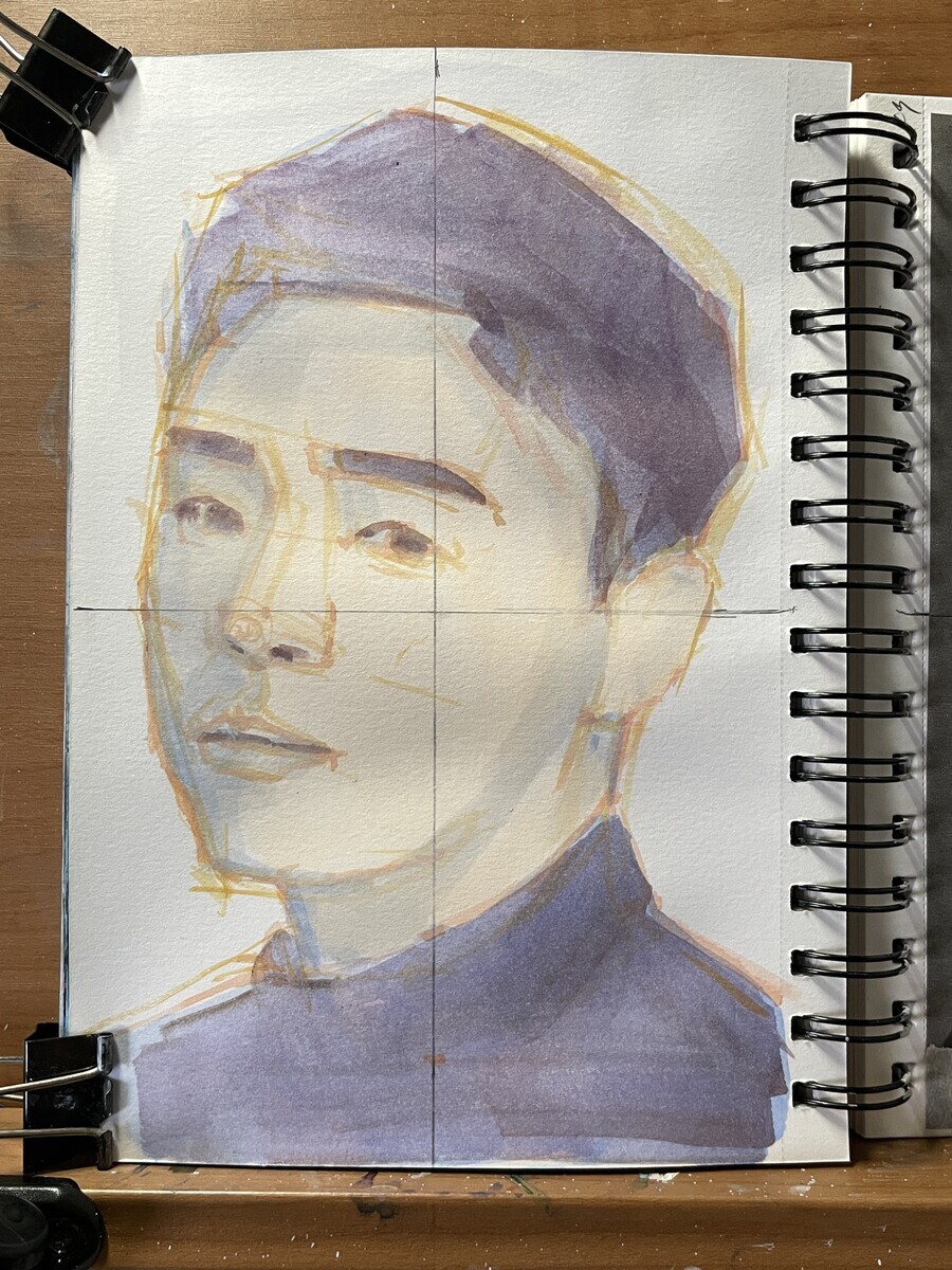 アクリル絵の具で人物画 7月3日 ターナー アクリルガッシュ - 桃蝶画房