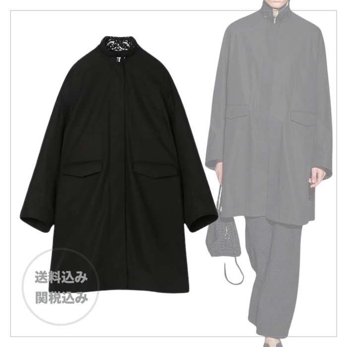 マメクロゴウチ】コード刺繍 コットン オーバーサイズコート (Mame