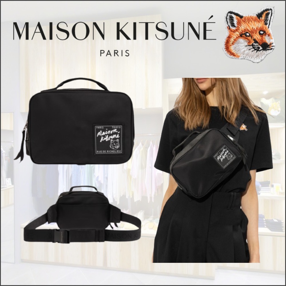 メゾンキツネ ベルトバッグ ウエストポーチ ナイロン ブラック (MAISON