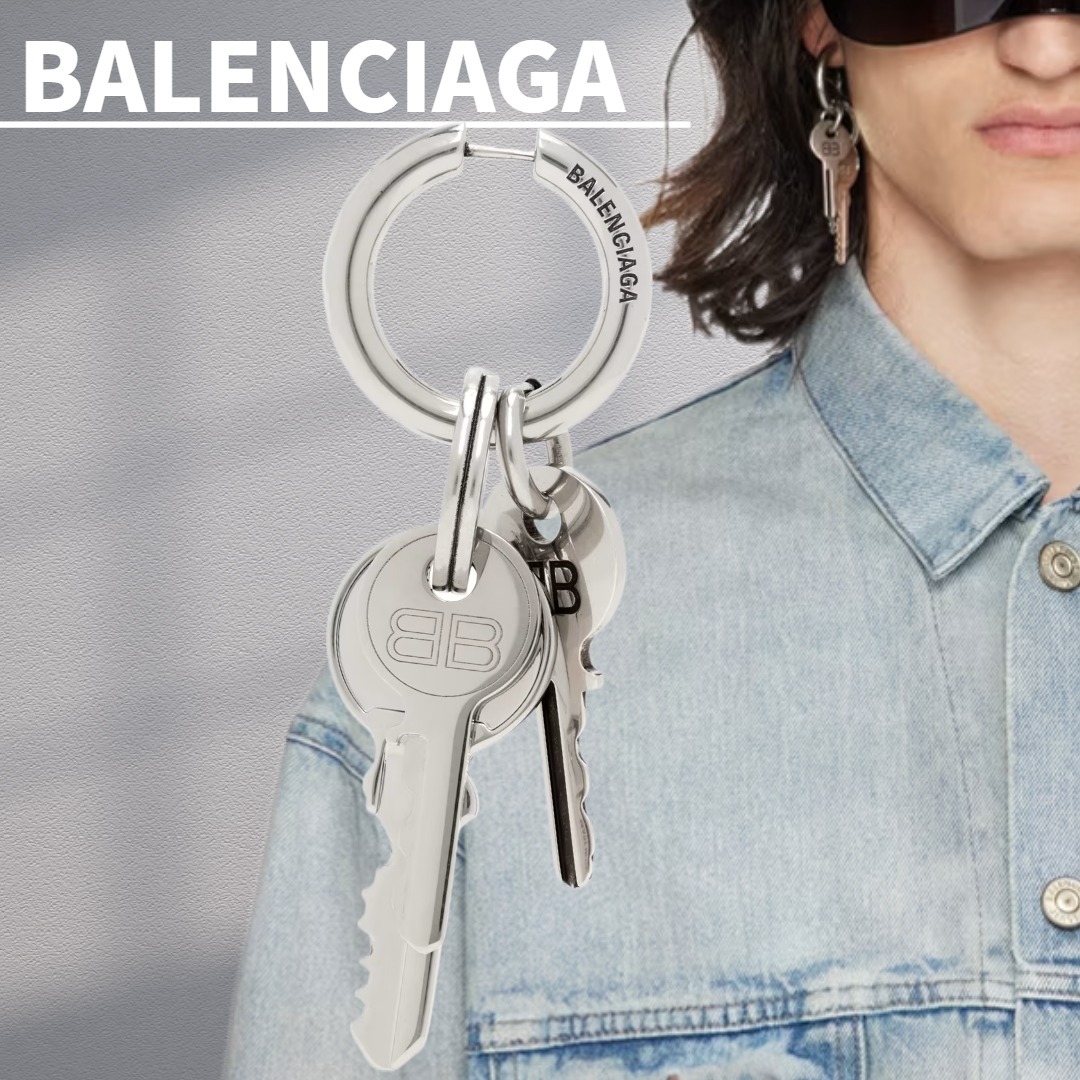 関税込【BALENCIAGA】シルバー Locker シングルピアス (BALENCIAGA