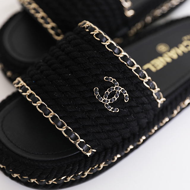 CHANEL】シャネル CC チェーン プラットフォーム スリッパ (CHANEL