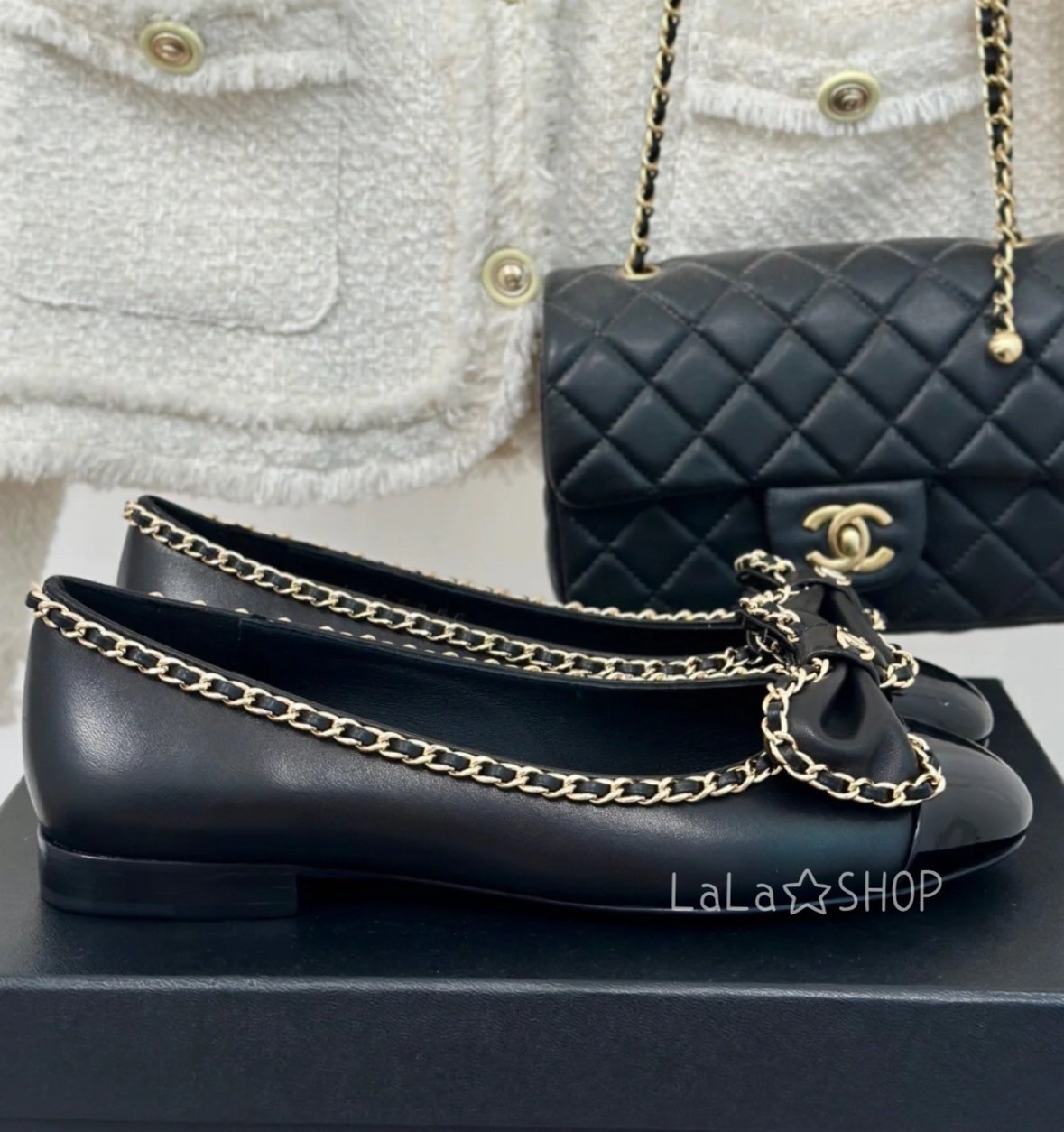 チェーン×リボンがおしゃれ】シャネル バレエシューズ (CHANEL/バレエ