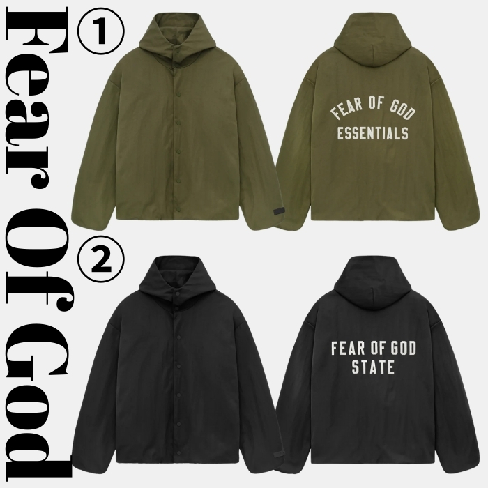 FOG Essentials】Textured Nylon Hooded Coaches Jacket (FEAR OF GOD