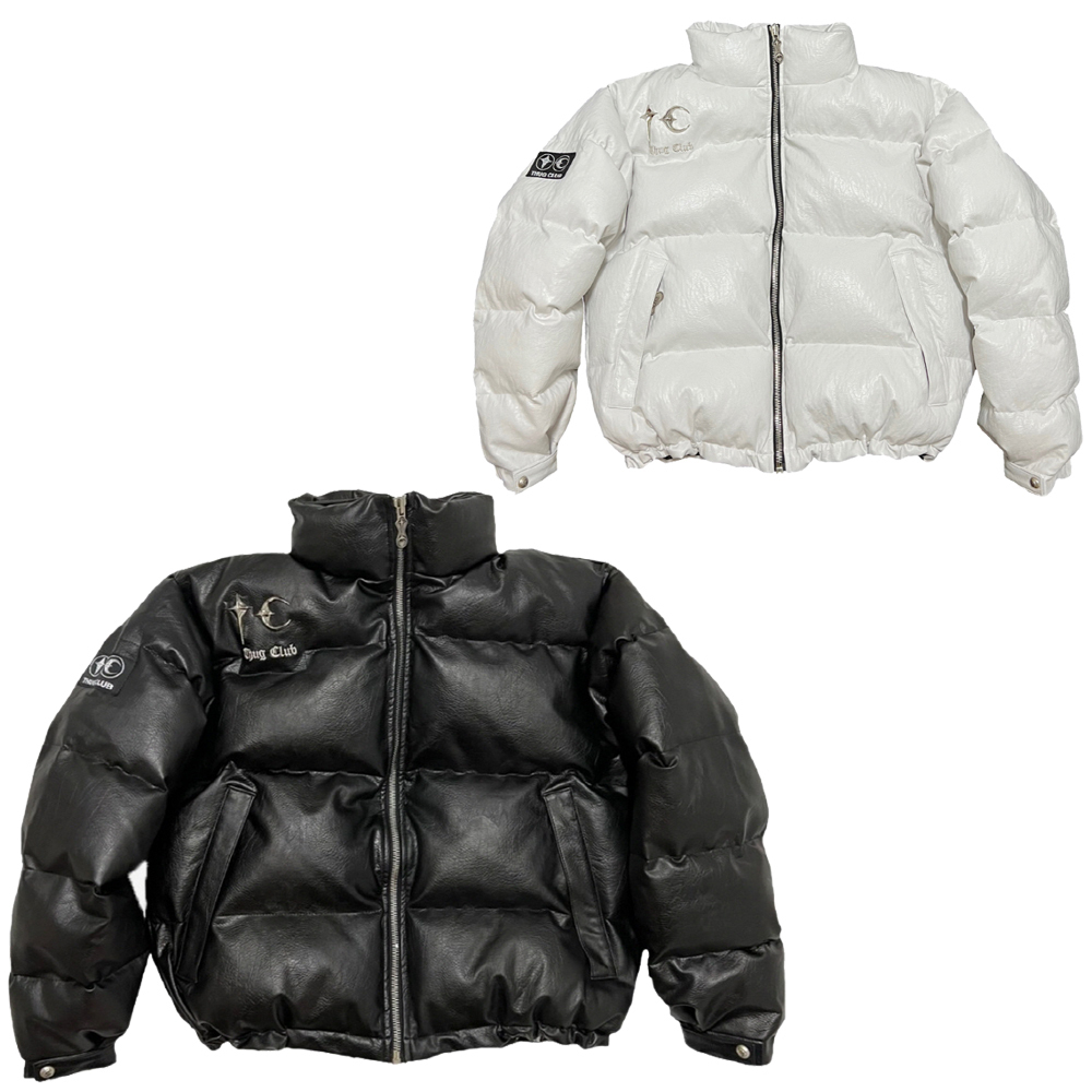 Thug Club】Leather Puffer Jacket ダウンジャケット (Thug Club