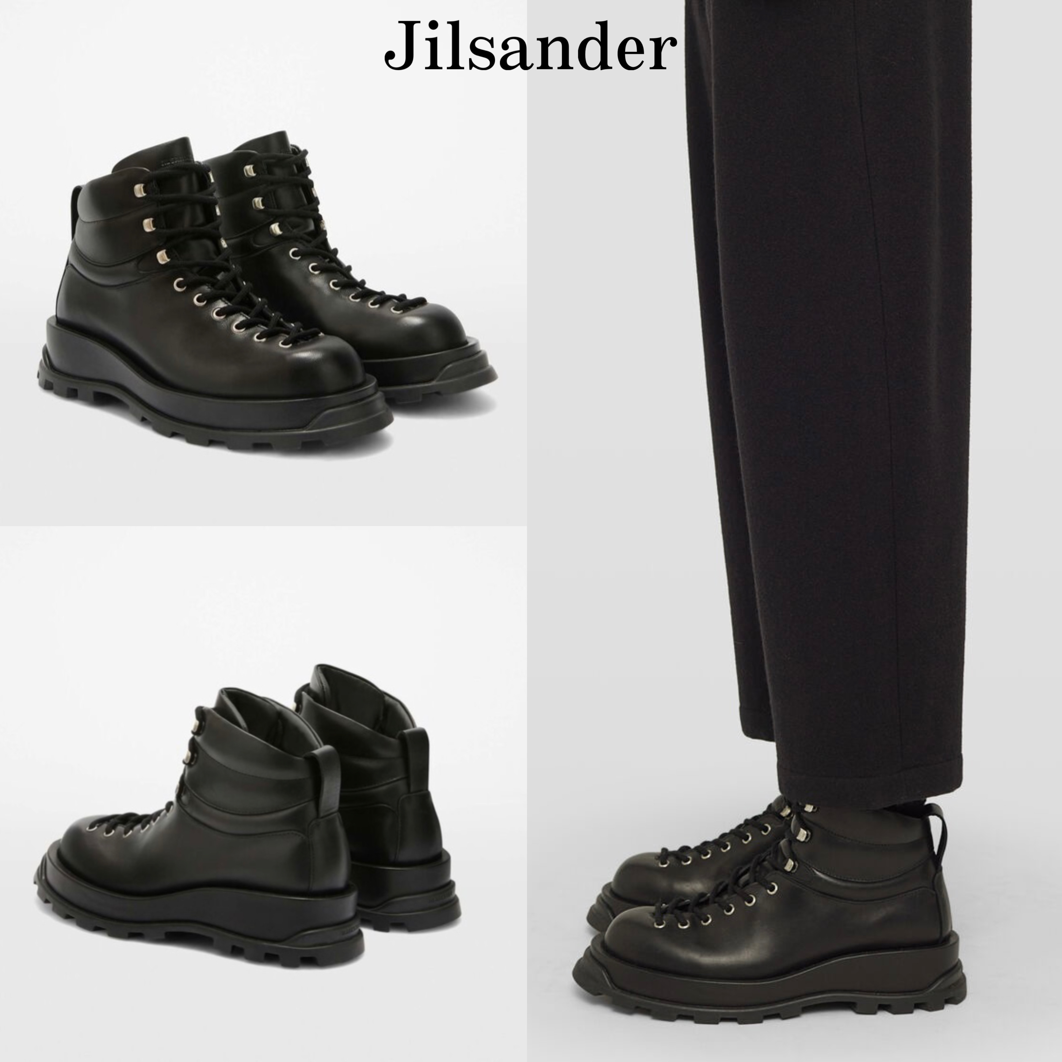海外限定*JILSANDER*レザーアンクルマウンテンブーツ ブラック (Jil