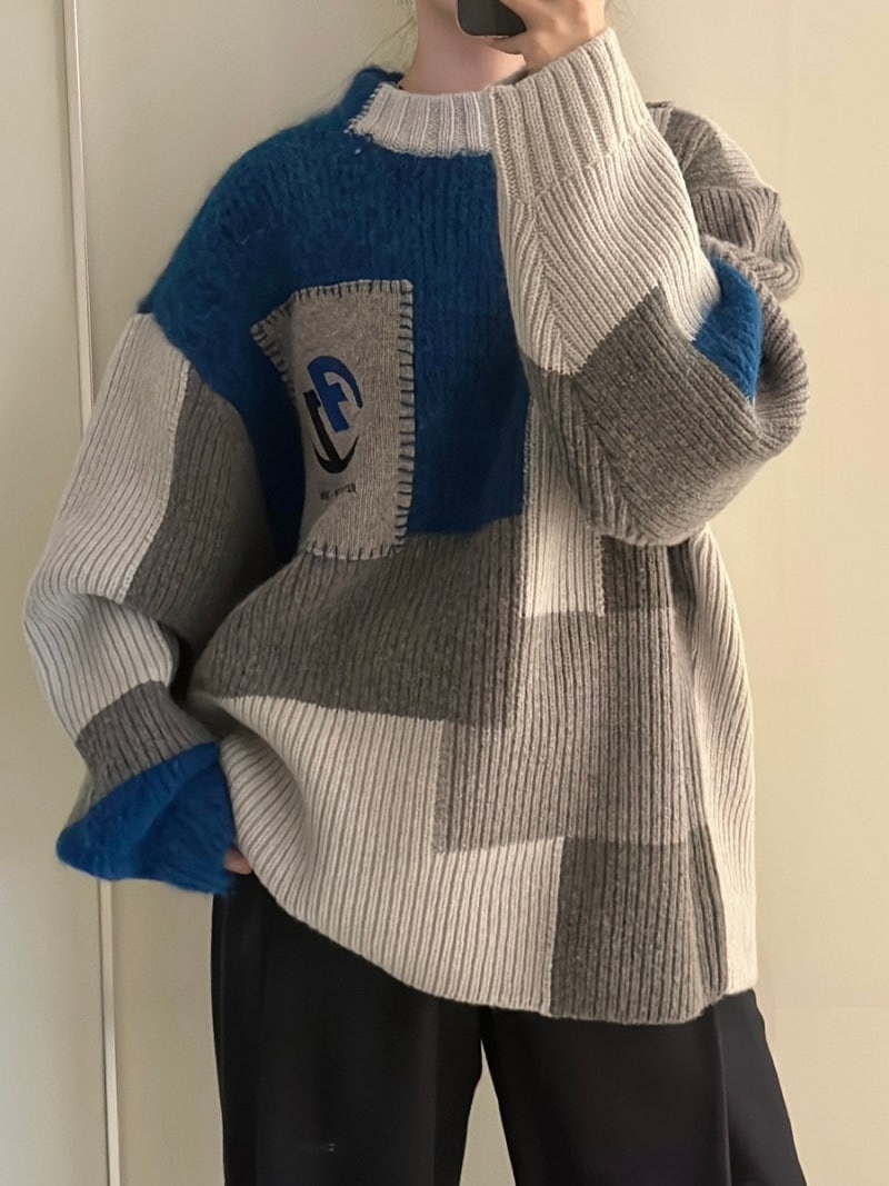 Zara x Ader Error Patchwork Oversize Knit Sweater Multicolor