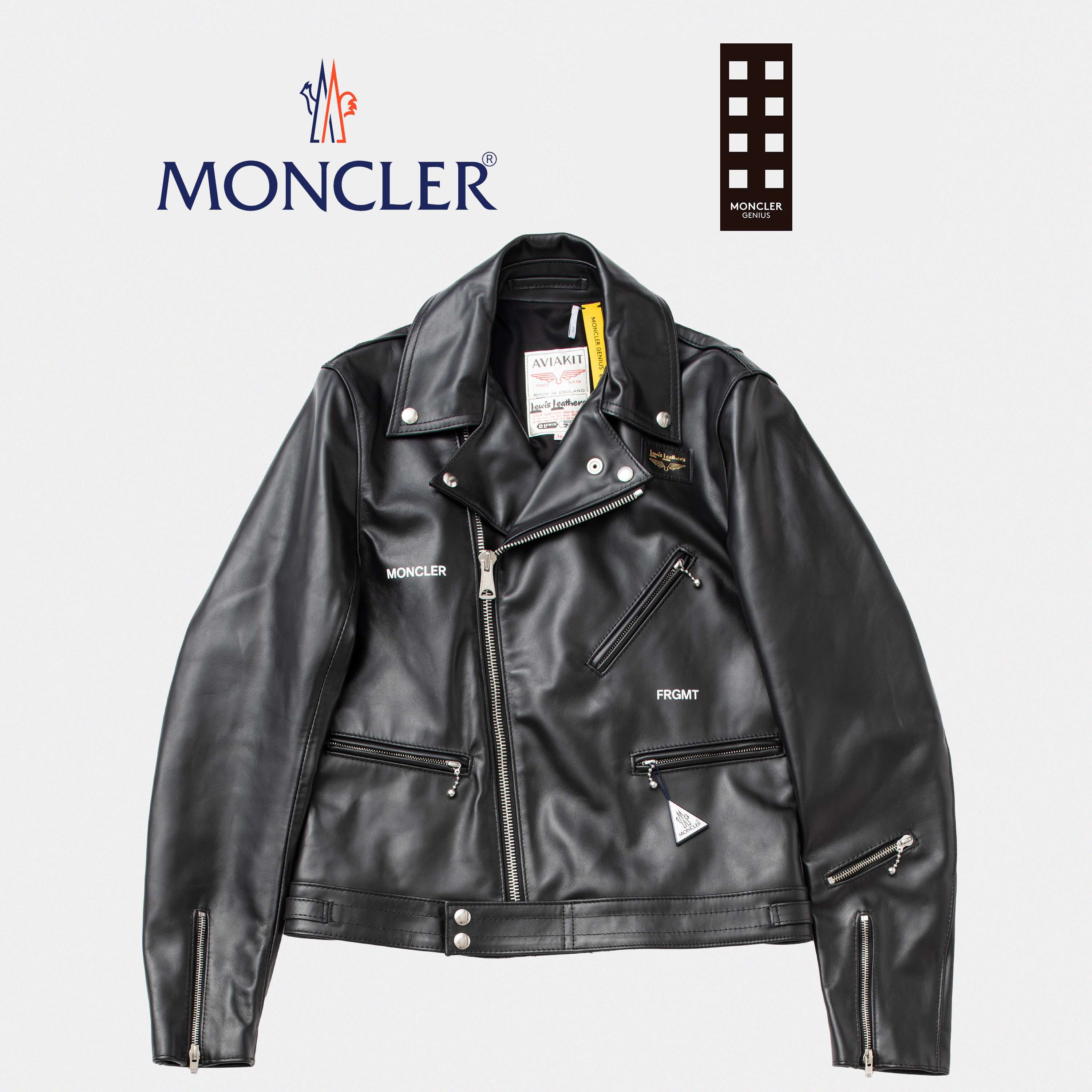 新品】モンクレールジーニアス CYCLONE Fragment ルイスレザー